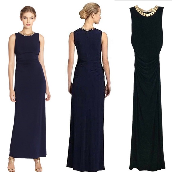 Laundry By Shelli Segal Dresses & Skirts - LAUNDRY BY SHELLI SEGAL BLACK SHIRRED JERSEY NECKLACE DRESS/GOWN size‎ si…